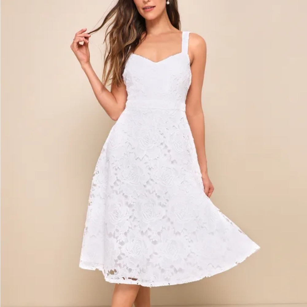 Lulus Divine Beauty White Lace Dress